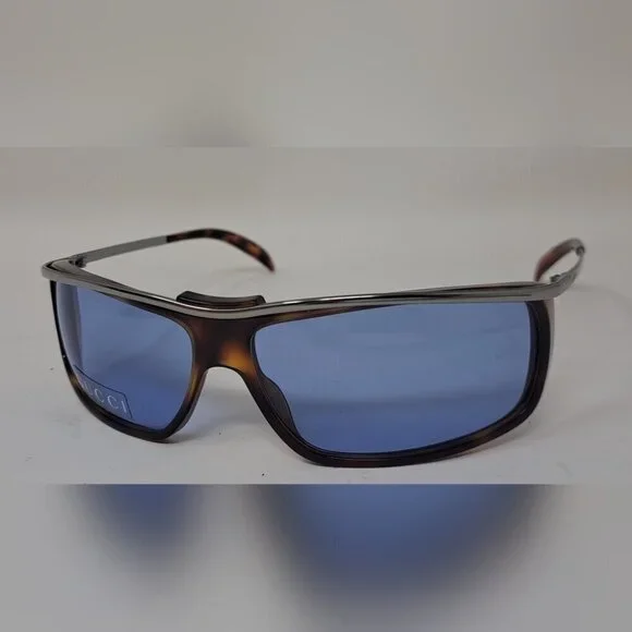 NWT Gucci Women's Sunglasses Vintage Y2K Wrap Havana Blue GG1420/S 65-13-115 - Picture 7 of 15